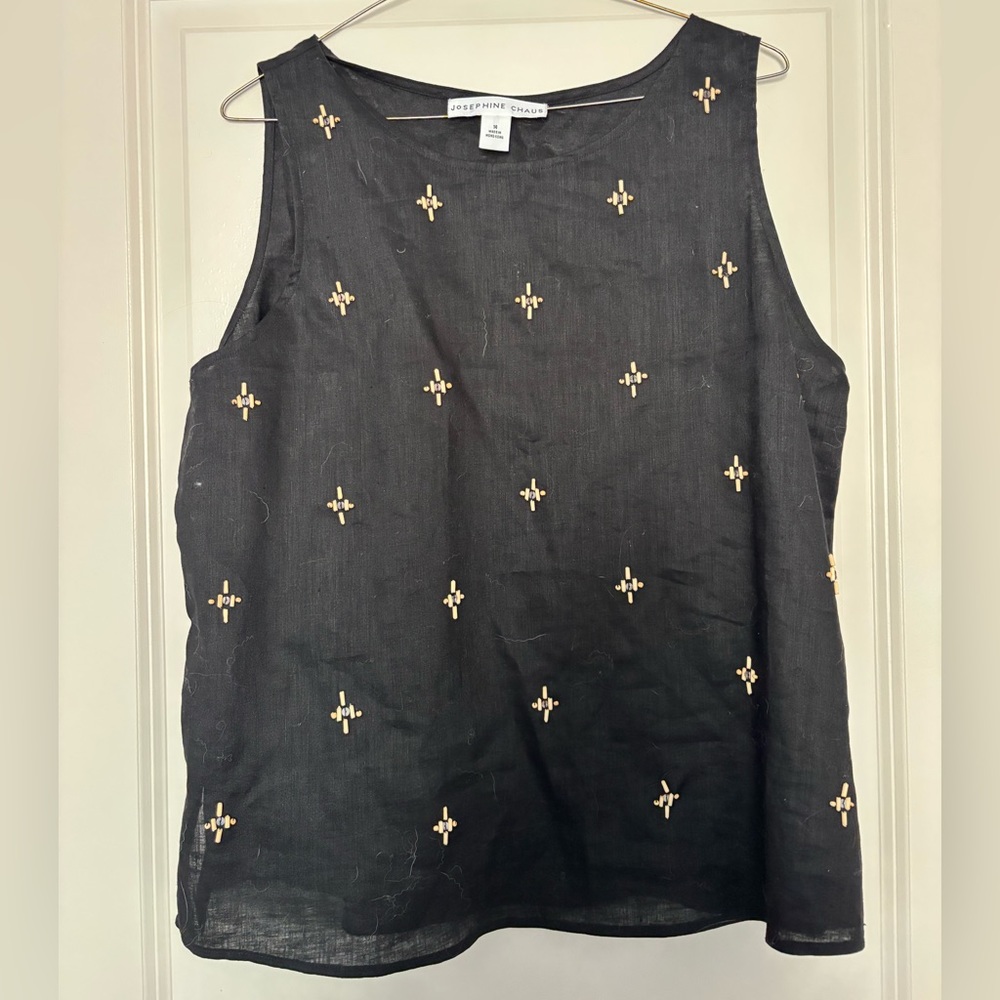NWT Embelished Josephine Chaus Sleeveless Linen Top 14